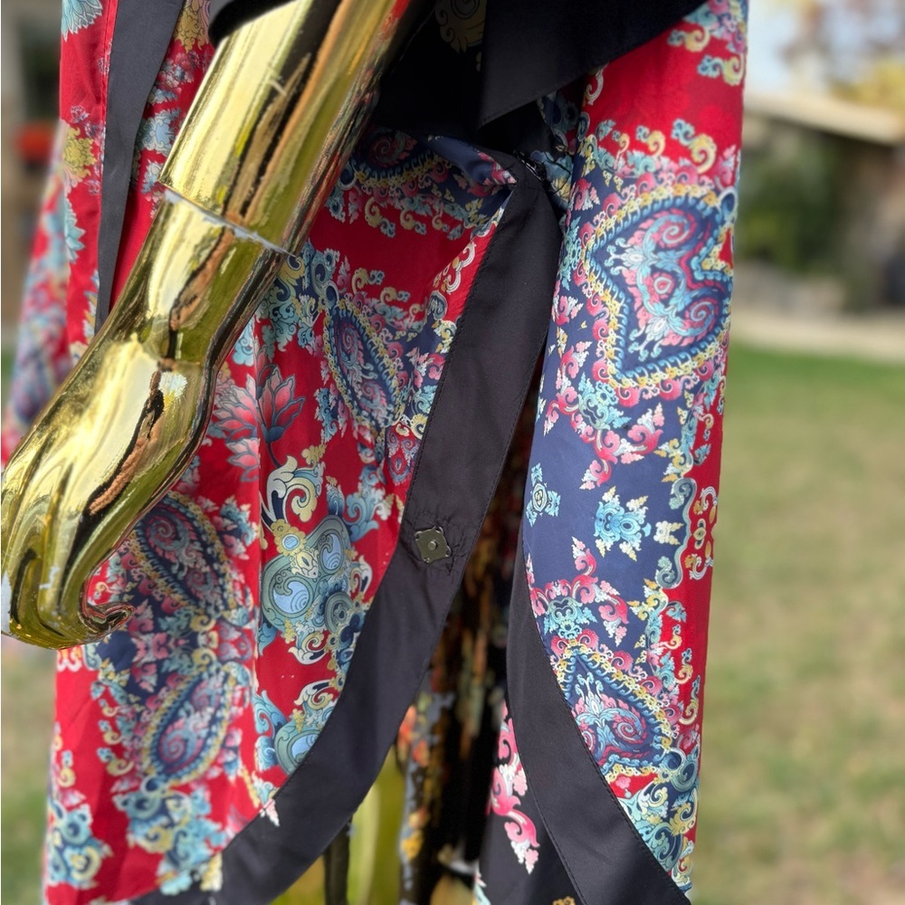 Johnny Was Reversible Hooded Poncho Jacket Paisley Boho Zip Up Cape Sz large - Picture 6 of 14